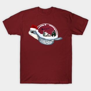 Santa Turtle Snow Globe T-Shirt